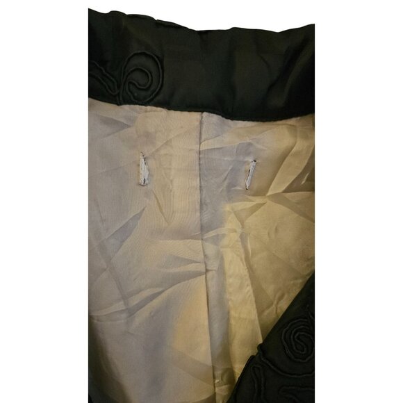 Black Floral Embroidered Zip-Up Jacket With White Lining Womens Medium Lightweig - Picture 5 of 5